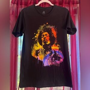 Vintage Jimi Hendrix Colorful Clouded Black Men's Graphic Tee T-Shirt Unisex S